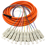 3 meter SC 12 Fiber Jacketed PVC 62.5/125 OM1 Multimode Fiber Optic Pigtail Kit Assembly