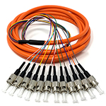 3 meter ST 12 Fiber Jacketed PVC 62.5/125 OM1 Multimode Fiber Optic Pigtail Kit Assembly