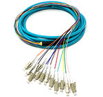 1 meter LC 12 Fiber Jacketed PVC 50/125 OM4, 10/40/100 GIG Multimode Fiber Optic Pigtail Kit Assembly