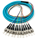 3 meter ST 12 Fiber Jacketed PVC 50/125 OM3, 10 GIG Multimode Fiber Optic Pigtail Kit Assembly