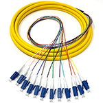 1 meter LC 12 Fiber Jacketed PVC Singlemode Fiber Optic Pigtail Kit Assembly