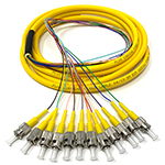 1 meter ST 12 Fiber Jacketed PVC Singlemode Fiber Optic Pigtail Kit Assembly