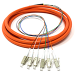 3 meter LC 6 Fiber Jacketed PVC 62.5/125 OM1 Multimode Fiber Optic Pigtail Kit Assembly