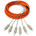 3 meter SC 6 Fiber Jacketed PVC 62.5/125 OM1 Multimode Fiber Optic Pigtail Kit Assembly