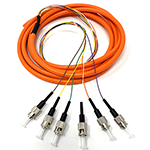 3 meter ST 6 Fiber Jacketed PVC 62.5/125 OM1 Multimode Fiber Optic Pigtail Kit Assembly
