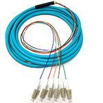 3 meter LC 6 Fiber Jacketed PVC 50/125 OM4, 10/40/100 GIG Multimode Fiber Optic Pigtail Kit Assembly