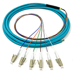 3 meter LC 6 Fiber Jacketed PVC 50/125 OM3, 10 GIG Multimode Fiber Optic Pigtail Kit Assembly