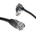 1 Meter (3.28 Ft) Cat 6A 90 Degree to Standard 180 Degree Stock Ethernet Patch Cable, Black