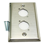 2 Port (1 Gang) Stainless Steel D-Series Wall Plate with Punch Holes for Mounting of D Size Chassis Connectors and Couplers