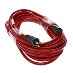 100 Ft Red Power Extension Cord with 12/3 AWG Conductors  (AC125V / 15A / 1875W) - Outdoor rated - Flame retardant