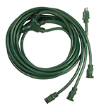 23 Ft Green Triple Line Power Extension Cord with 14/3 AWG Conductors (AC125V/ 15A / 1875W) - Outdoor rated - Flame retardant