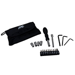 QuickTreX&reg; Compact Essential 19-Piece Tool Kit w/ Screwdriver, 9 Common Bits, 4 Sockets, 3 Hex Keys, and Case with Carabiner Clip