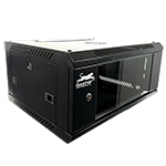 QuickTreX&reg; Fixed Wall Mount 4U Network / Server Cabinet with Strengthened Glass Door - 19 Inch Wide and 17 Inch Depth - 10-32 Tapped and M6 Cage Nut Rails