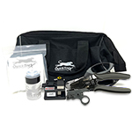 QuickTreX&reg; Fiber Optic Emergency Repair Kit for Installing Fiber Optic Quick Connectors with Professional Grade Fiber Optic Stripper, Kevlar Scissors, Cleaver, Cleaning Fluid, Lint Free Wipes, and Tool Bag
