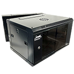 QuickTreX&reg; Hinged Swing-Out Wall Mount 6U Network / Server Cabinet with Strengthened Glass Door - 19 Inch Wide and 15 Inch Depth - 10-32 Tapped and M6 Cage Nut Rails