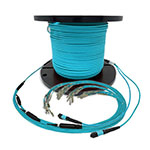 Custom Indoor 24 Fiber MTP® OM3 - 50/125 Fanout Assembly (2 x 12 MTP to 24 Simplex Connectors) - Plenum Rated - made in USA by QuickTreX® with Genuine US Conec® Connectors and Corning® Glass