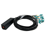 24 Fiber Broadcast Tactical Multimode OM3 50/125 Neutrik OpticalCON MTP Breakout Box Cable Assembly with Waterproof Female IP65 Rated Inline MTP Coupler to 24 Simplex Connectors  - Made in the USA by QuickTreX®