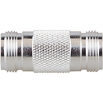 N Female-N Female Barrel Adapter by QuickTreX&reg; - Silver Body Plating, Gold Contact Plating, Teflon Dielectric