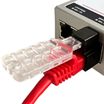 RJ45 Port Locking Clips with Key for Securing RJ45 Ethernet Patch Cables to Ethernet Network Switches, Media Converters, Keystone Jacks, Computers, and More - 10 Pack with 1 Key