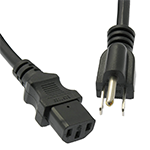 3 Ft Black Power Cord with NEMA 5-15P to IEC C-13 Connectors and 16/3 AWG Conductors (AC125V / 13A / 1625W) - RoHS Compliant and UL/CSA Approved