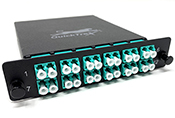 MTP® 24 Fiber (1 X 24 MTP Male) to 24 LC (12 Duplex Adapters) Multimode OM4 50/125 Low Loss LGX Cassette with Genuine US Conec® Connectors by QuickTreX®