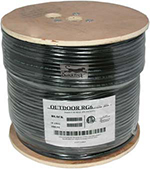 QuickTreX&reg; RG6 Dual Shielded Outdoor Direct Burial CCS Coaxial Cable - Black 1000FT