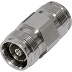4.3/10 Female to Female WB-S-T Barrel Adapter by QuickTreX&reg; - White Bronze Body Plating, Silver Contact Plating, PTFE Dielectric