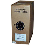 QuickTreX&reg; RG6 Quad Shielded CCS Riser Rated Coax Cable - Black 1000 FT