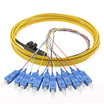 3 meter SC UPC 12 Fiber Flat Ribbon Jacketed OFNR Singlemode Fiber Optic Pigtail Kit Assembly