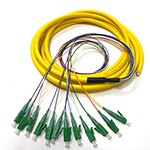 3 meter LC APC 12 Fiber Jacketed PVC Singlemode Fiber Optic Pigtail Kit Assembly