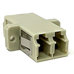 LC Duplex Multimode OM1 - 6.5/125 Fiber Optic Coupler with Flange - Beige