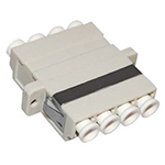 LC Quad Multimode OM1 - 6.5/125 Fiber Optic Coupler with Flange - Beige