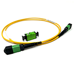 12 Fiber Singlemode (1 X 12) MPO/MTP Gender Changing Kit for Changing MPO/MTP Female (No Pins) to Male (Pins) - Includes 1 Meter 12 Fiber MPO APC Male to Male Riser Rated Method A Cable and MPO/MTP Coupler