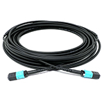 Stock Indoor/Outdoor 10 Meter 12 Fiber (1 X 12) MPO Female to MPO Female Multimode 10/40/100 GIG OM4 50/125 LSZH Rated Fiber Optic Trunk Cable - Method B (Fully Flipped) by QuickTreX