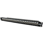 QuickTreX&reg; 24 Port Cat 8 Shielded 40Gigabit Ethernet Patch Panel with Wire Management and Toolless Keystone Jacks - TAA Compliant - RoHS Compliant and UL Listed 
