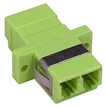 QuickTreX&reg; LC Duplex Multimode OM5 50/125 Fiber Optic Coupler with Flange - Lime Green