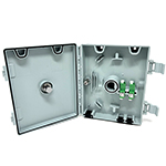 2 Adapter (1-4 Fiber) Heavy Duty Water-resistant Indoor/Outdoor IP65 Rated Wall Mount Mount Fiber Optic Enclosure with Wire Management and Locking Door with Key by QuickTreX®