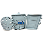 8 Adapter (1-16 Fiber) Heavy Duty Water-resistant Indoor/Outdoor IP65 Rated Wall Mount Mount Fiber Optic Enclosure with Wire Management, Removable 8 Fiber Splice Tray, Splice Sleeves, and Locking Door with Key by QuickTreX®