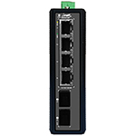 QuickTreX&reg; 6 Port Unmanaged Industrial Hardened Gigabit PoE+ Switch with 4 x GIG PoE+ RJ45 30/15.4W Ports and 2 x SFP GIG Ports - IP40, Din Rail Mount, RoHS Compliant