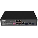 QuickTreX&reg; 7 Port Unmanaged Gigabit PoE+ Switch with 4 x GIG PoE+/Normal/VLAN/300m RJ45 30/15.4W Ports, 1 x GIG RJ45 Uplink Port, 1 x SFP GIG Uplink Port, 1 x Combo Port, Watchdog, and Built-In Power Supply  - RoHS Compliant