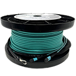 24 Fiber MTP (2 x 12) Indoor Plenum Rated Ultra Thin Micro Armored Multimode 10-GIG OM3 50/125 Custom Fiber Optic MTP Trunk Cable Assembly - Made in USA by QuickTreX® with Genuine US Conec® Connectors
