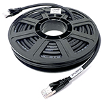 Stock 30 Ft Cat 6A 10G Shielded Tactical Indoor/Outdoor Ethernet Patch Cable with Mini Cable Reel and Ultra Flexible Jacket - Made in the USA by QuickTreX®