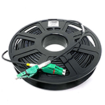 Stock 100 Ft Tactical Indoor/Outdoor Armored Singlemode 9/125 Duplex Fiber Optic Patch Cable w/ LC APC (Angle Polish) Uniboot Connectors, Corning® Glass, Mini Cable Reel, and Ultra Flexible Jacket - Made in the USA by QuickTreX®