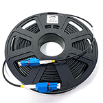 Stock 100 Ft Tactical Indoor/Outdoor Armored Singlemode 9/125 Duplex Fiber Optic Patch Cable w/ LC UPC Uniboot Connectors, Corning® Glass, Mini Cable Reel, and Ultra Flexible Jacket - Made in the USA by QuickTreX®
