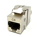 QuickTreX&reg; Premium Cat 8 Shielded 40 GIG Rated Keystone Jack - 180 Degree Toolless - TAA Compliant - RoHS Compliant and UL Listed