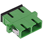 SC APC Duplex Singlemode Fiber Optic Coupler with Flange - Green