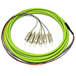 3 meter SC 6 Fiber Jacketed OFNR Riser Rated 50/125 OM5, 10/40/100/400 GIG Multimode Fiber Optic Pigtail Kit Assembly