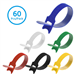 6 Inch Hook and Loop Cable Ties 1/2 Inch Wide Adjustable Reusable Nylon Wrap Straps Assorted Colors 60 Pack