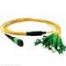 Stock 1 Meter 12 Fiber 1 X 12 MPO APC Female to 12 X LC APC Simplex Singlemode OFNR Riser Rated Fiber Optic Fanout Cable Assembly - Method A Straight Through